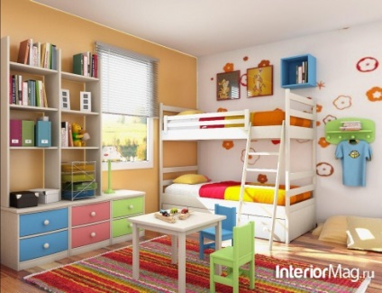 Élet és gyerekek ugyanabban a szobában - ötleteket belsőépítészeti