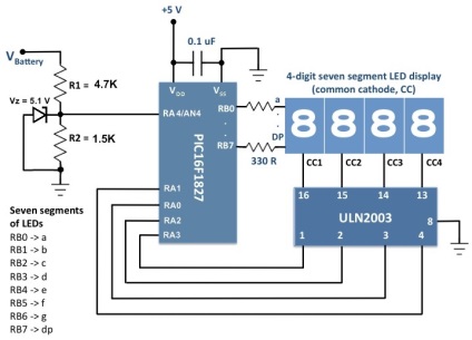 LED akkumulátor feszültsége - feszültség digitális LED kijelző (feszültség) LED akkumulátor feszültsége - feszültség digitális LED kijelző