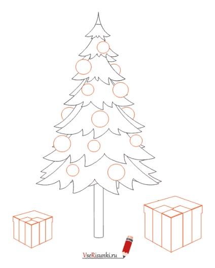 Hogyan kell felhívni a karácsonyfa ceruzával szakaszokban