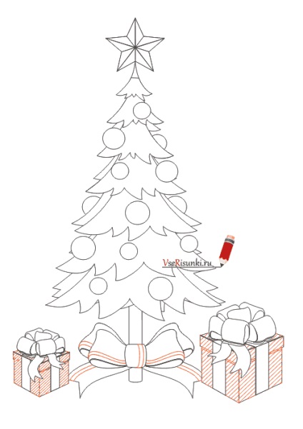 Hogyan kell felhívni a karácsonyfa ceruzával szakaszokban
