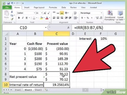 Hogyan számoljuk ki IRR (IRR), hogy az Excel