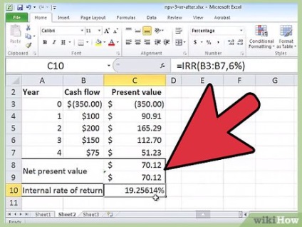Hogyan számoljuk ki IRR (IRR), hogy az Excel