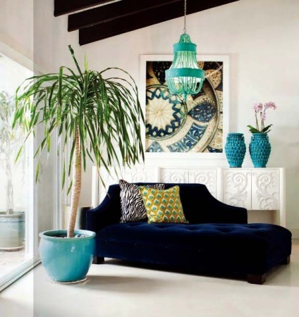 Hogyan díszíteni a nappali festmények és növények - fotó - tervezési és építési