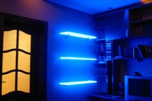 Üveg polcok LED-es háttérvilágítással a set