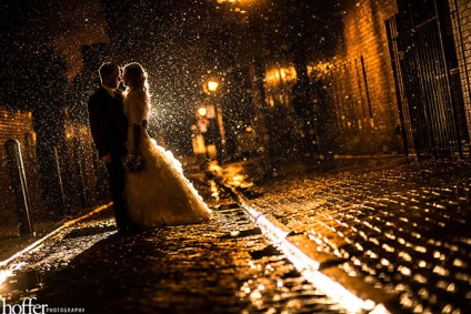 Esküvői fotózást az esőben