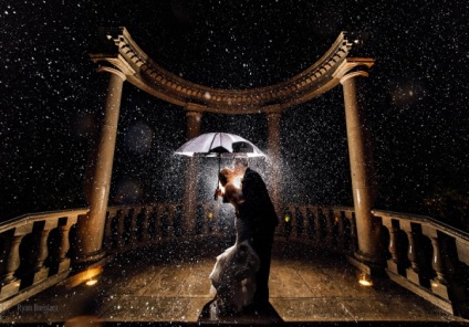 Esküvői fotózást az esőben