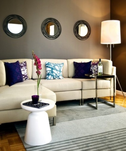 Sarok kanapé belsejében a nappali - fénykép példák és módszerek elhelyezése