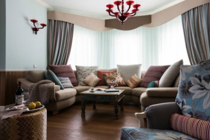 Sarok kanapé belsejében a nappali - fénykép példák és módszerek elhelyezése