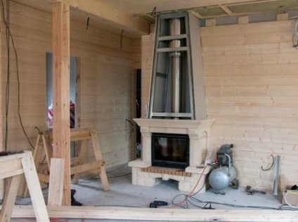 Telepítése kemencében egy fából készült ház (34 fotó), hogyan kell telepíteni a kandalló, telepítése beltéri