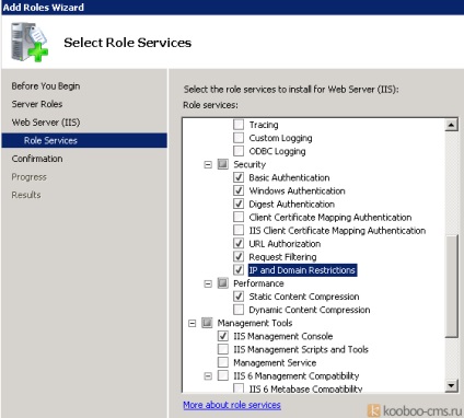 Telepítése a web szerver szerepek (felvétel IIS) a Windows Web Server 2008 R2 dolgozni oldalak -