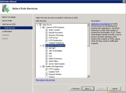 Telepítése a web szerver szerepek (felvétel IIS) a Windows Web Server 2008 R2 dolgozni oldalak -