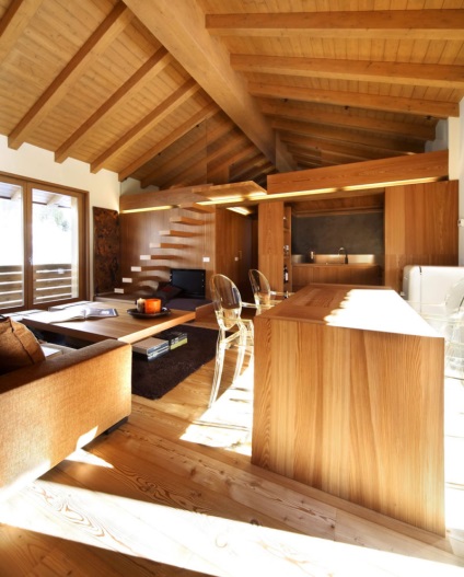 Belsejében egy fából készült ház - egy modern design fotók hírek tervezés