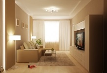 Belső szoba Hruscsov tervezés és fotók, valódi ötletek egy kis nappali, 2 hálószoba