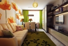 Belső szoba Hruscsov tervezés és fotók, valódi ötletek egy kis nappali, 2 hálószoba