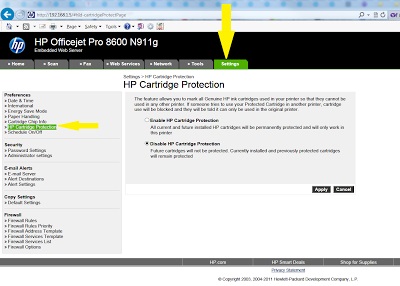 Hogyan javítsa ki a hibát a védett kazettát a Hewlett-Packard nyomtatók (lóerő), Application