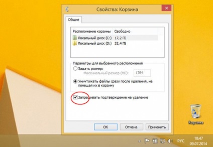 Hogyan lehet engedélyezni törlésének jóváhagyását helyezés a Windows 8