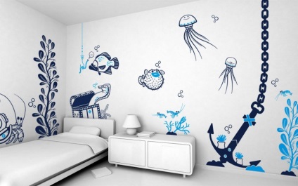 Eredeti megoldás festés a falakon, a luxus és kényelem