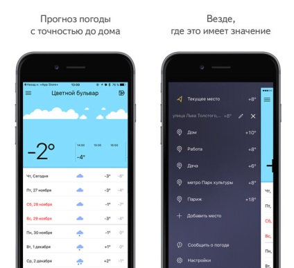 Az időjárás a házhoz, „Yandex kiadott egy új alkalmazás az iPhone, - hírek