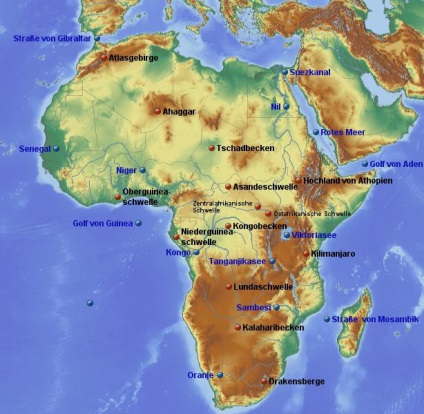 Relief Afrikában és ásványok