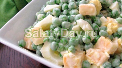 Saláta konzerv zöldborsó - egyszerűen elkészíthető és szép a design egy receptet, és fotó