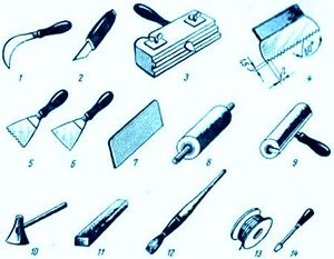 A használt módszerek és eszközök számára szóló linóleum