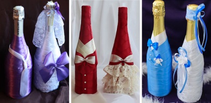 pezsgőt az esküvői dekoráció ötletek díszítő üveg saját kezűleg