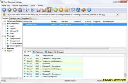 Free Download Manager fájlok letöltéséhez