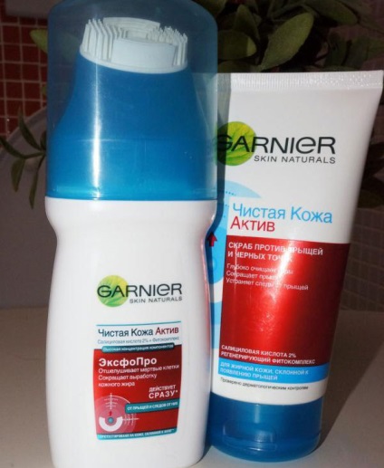 Garnier pattanás (Garnier) - Scrub ellen mitesszerek, valódi tejszín, roller, 3 in 1, tiszta bőr