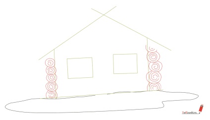 Hogyan kell felhívni kunyhó szakaszában (szakaszaiban ceruza) Hogyan kell felhívni a házikó szakaszaiban