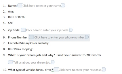 Hogyan hozzunk létre kitölthető űrlapok MS Word 2010