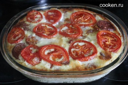 Rakott burgonya sajttal és kolbásszal a kemencében - egy recept fényképpel (sajt) Rakott burgonya sajttal és kolbásszal a sütőben - a recept egy fotó
