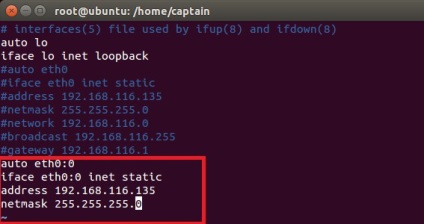 LAN beállítások ubuntu