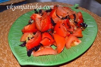 Saláta bazsalikomos paradicsom - recept fotók (paradicsom) Saláta bazsalikomos paradicsom - a recept egy fotó