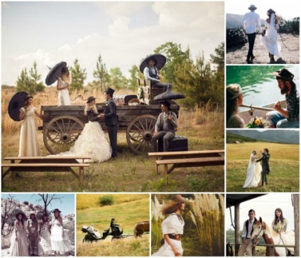 Esküvői stílus vadnyugat design, fotó, meghívók