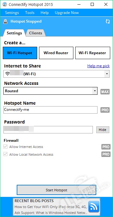 Connectify Free Download - program forgalmazása wi-fi egy notebook, amelyben