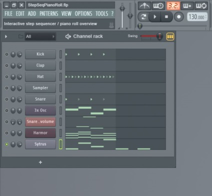 Az FL Studio 12 létrehozásával step sequencer és zongorára tekercs együtt dolgozni