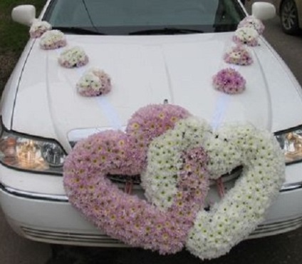 Autó dekoráció - menyasszony és a vőlegény - ötletek egy esküvő - esküvői ragyogó