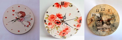 Az óra a falon a technika decoupage létre saját kezűleg (óra) Az óra a falon a technika decoupage létre saját kezűleg
