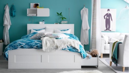 Hálószoba design türkiz funkciók színek, fotók (Design) Hálószoba design türkiz területén fotó