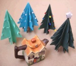 Fa origami papír kézműves rendszer az új évben, moduláris origami karácsonyfa