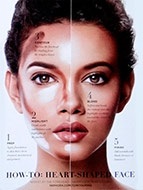 Kontúrozás különböző zónák az arc és a nyak területén segítségével kiemelő és bronzer (szövegkiemelő bronzer kontúrozás konturing kontúr szobrászat arc zóna) Kontúrozás különböző területeken az arc és a nyak területén egy kiemelő és bronzosító