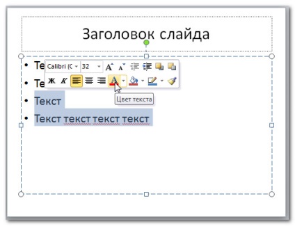 Program PowerPoint 2010 - dolgozik szöveg