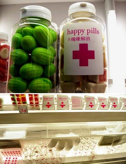 Pharmacy boldog pirulát, vagy kreatív bolt édességek