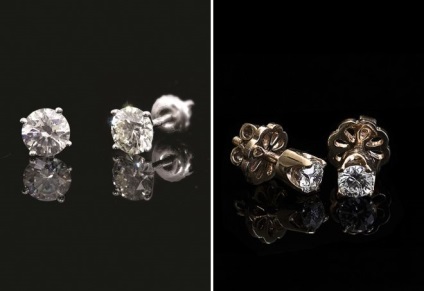 Klasszikus és exkluzív gyémánt fülbevaló - csapok és pusety, gyűrűk, és a pálya és tulipán