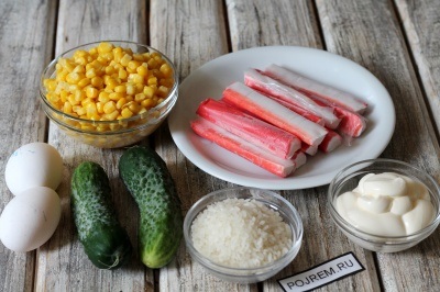 Rák saláta rizzsel - a klasszikus recept - lépésről lépésre recept, hogyan kell főzni fotókkal
