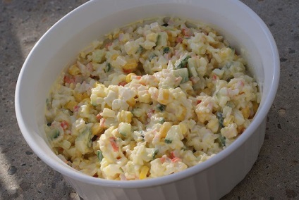 Rák saláta rizzsel a megfelelő receptet fényképpel (rák) Rák saláta rizzsel jobb recept egy fotó