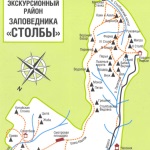 Krasznojarszk pillérei fényképet sziklák és a tartalék térkép és útvonalak