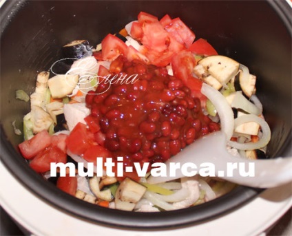 Csirke és zöldség bab multivarka (zöldség) Csirke bab és a zöldségek multivarka