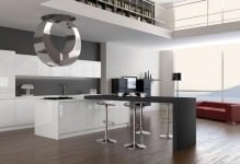 Konyha stílusában high-tech fotó belsőépítészeti design, modern szögletes és kis (tervezés) Konyha stílusában high-tech fotó belsőépítészeti design, modern szögletes és kis