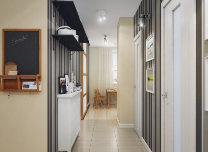 Csíkos tapéta a belső nappali, előszoba, hálószoba vagy óvoda, sikeres kombinációt és a design (előszoba) Csíkos tapéta a belső nappali, előszoba, hálószoba vagy óvoda, és sikeres kombinációja tervezés